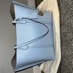 Baby Blue Tory Burch Perry Tote Bag